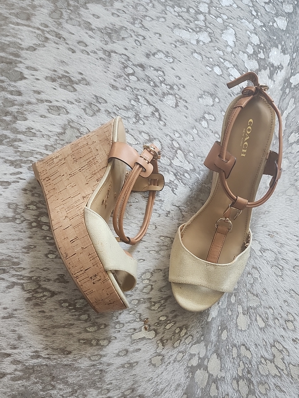 Coach Linden Cork Wedges Sz8